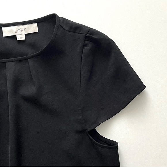 Ann Taylor LOFT Black Short Sleeve Blouse Black Size Large - Picture 5 of 11